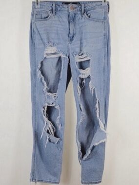HOLLISTER Holy Ripped Ultra High Rise Mom Blue Jeans Size 27